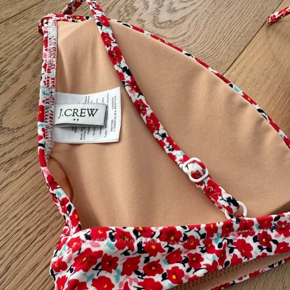 J.Crew Printed French Bikini Top with Ruffles Size Medium
